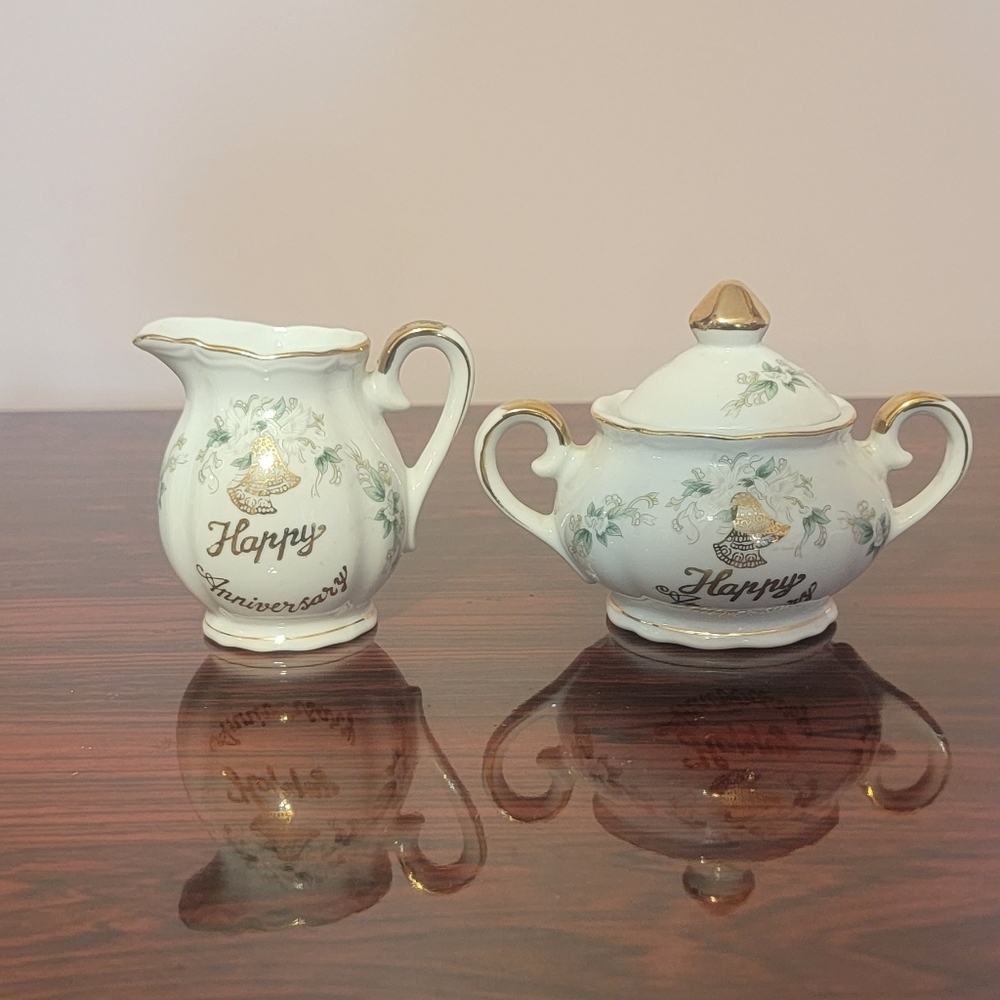 Vintage Lefton‎ Anniversary Porcelain China Sugar Bowl Handpainted